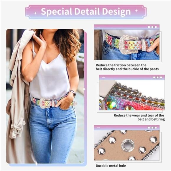 TINIDI Luxury Strap Men Women Rhinestones Belt Western Bling Bling Crystal main image 5